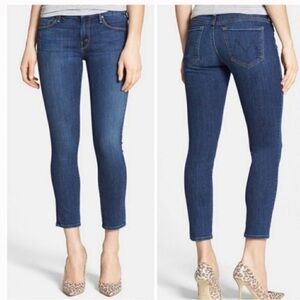MOTHER THE LOOKER CROP Flowers From the Storm Skinny Blue Jeans Size 24